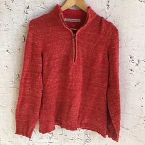 WOOLRICH RED ORANGE ZIP UP SWEATER M
